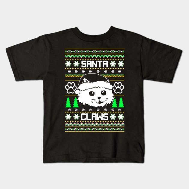 Santa Claws Ugly Christmas Sweater Kids T-Shirt by KsuAnn